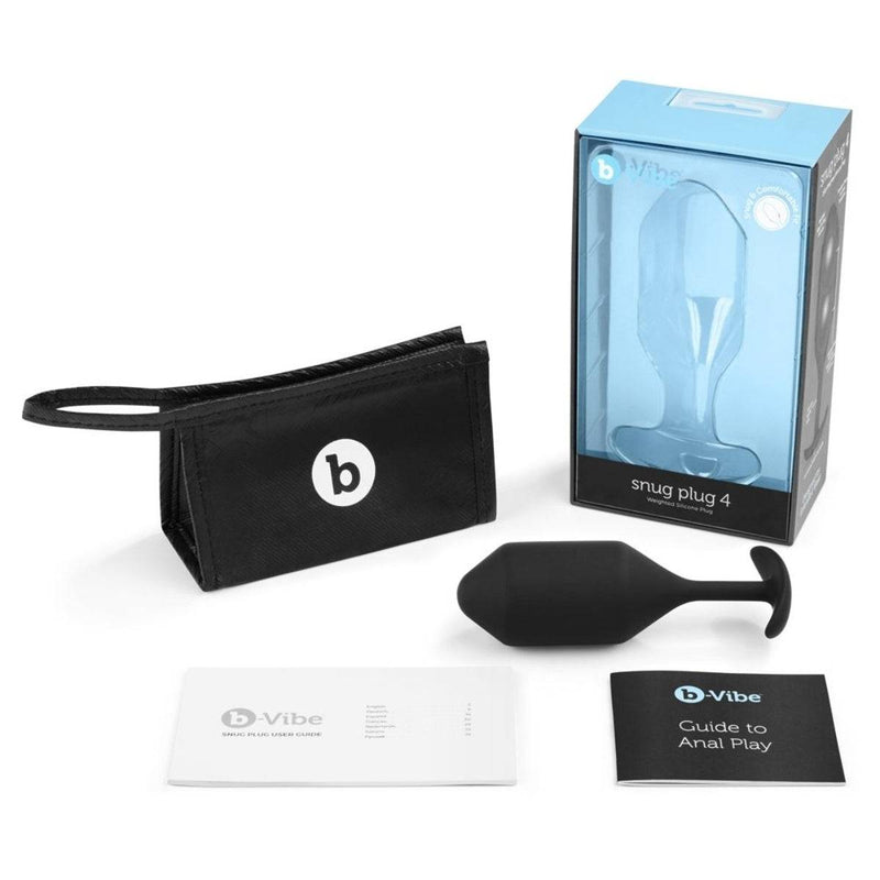 Load image into Gallery viewer, b-Vibe Snug Plug 4 Weighted Silicone Butt Plug Black  - Prowler UK - Gay Sex Toys
