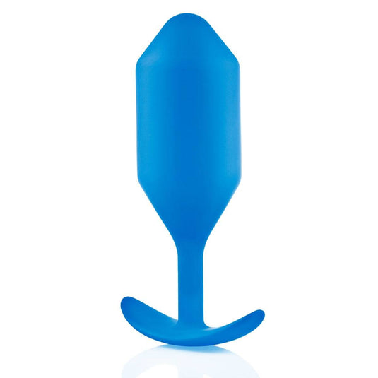 b-Vibe Snug Plug 5 Weighted Silicone Butt Plug Blue - Simply Pleasure