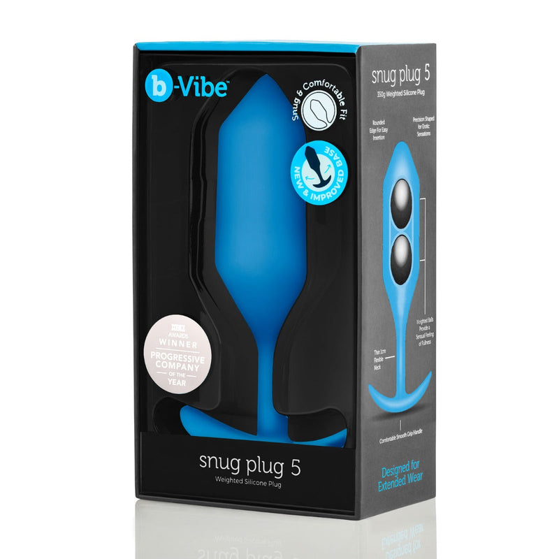 Load image into Gallery viewer, b-Vibe Snug Plug 5 Weighted Silicone Butt Plug Blue - Simply Pleasure
