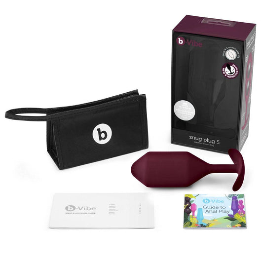 b-Vibe Snug Plug 5 Weighted Silicone Butt Plug Maroon  - Prowler UK - Gay Sex Toys