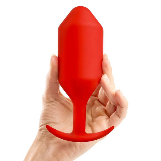 b-Vibe Snug Plug 6 Weighted Silicone Butt Plug Red - Simply Pleasure