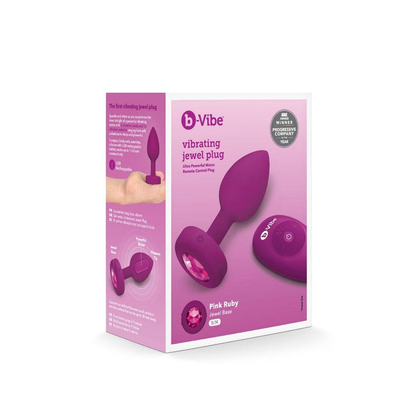 Load image into Gallery viewer, b-Vibe Vibrating Jewel Butt Plug Pink Ruby Fuchsia Small Medium  - Prowler UK - Gay Sex Toys
