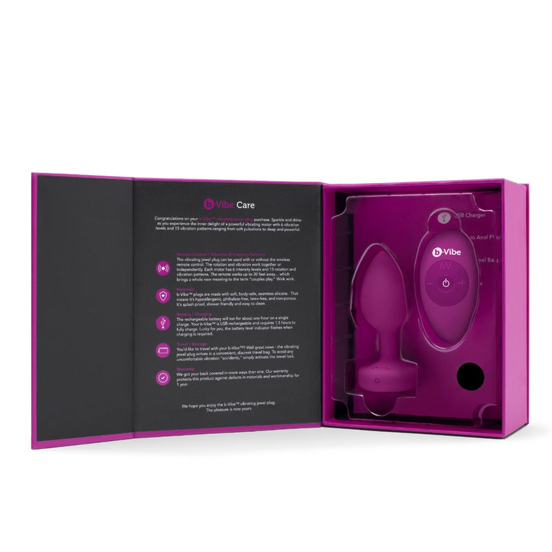 Load image into Gallery viewer, b-Vibe Vibrating Jewel Butt Plug Pink Ruby Fuchsia Small Medium  - Prowler UK - Gay Sex Toys
