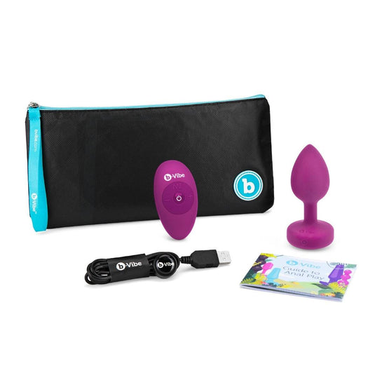 b-Vibe Vibrating Jewel Butt Plug Pink Ruby Fuchsia Small Medium  - Prowler UK - Gay Sex Toys