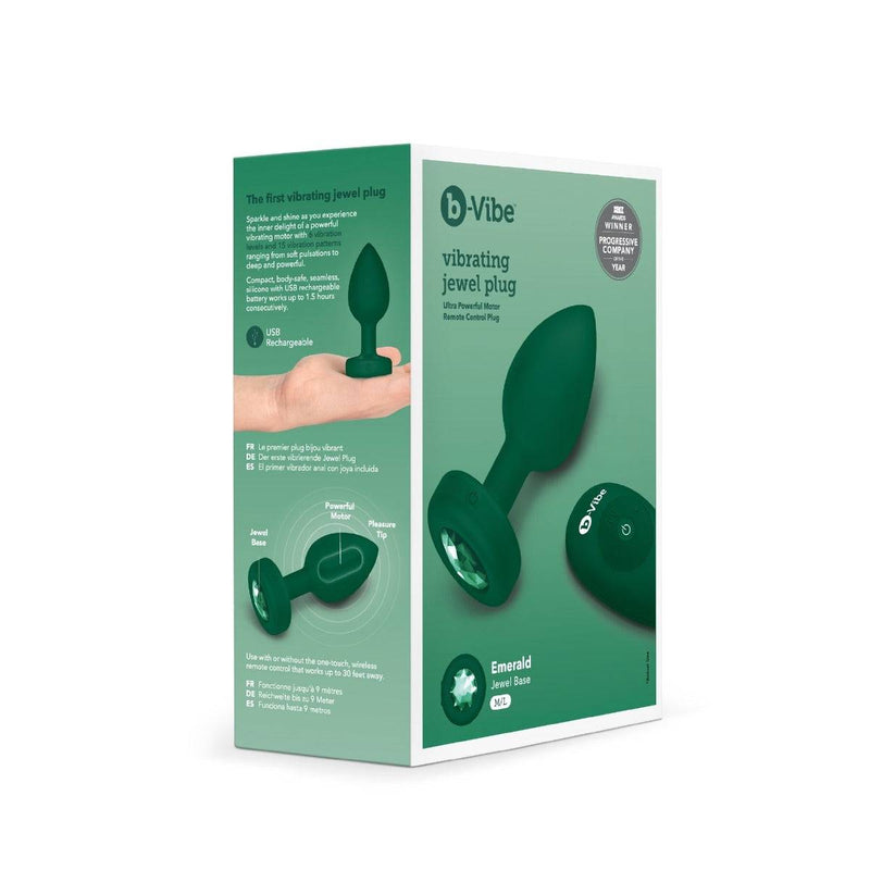 Load image into Gallery viewer, b-Vibe Vibrating Jewel Butt Plug Emerald Green Medium Large  - Prowler UK - Gay Sex Toys

