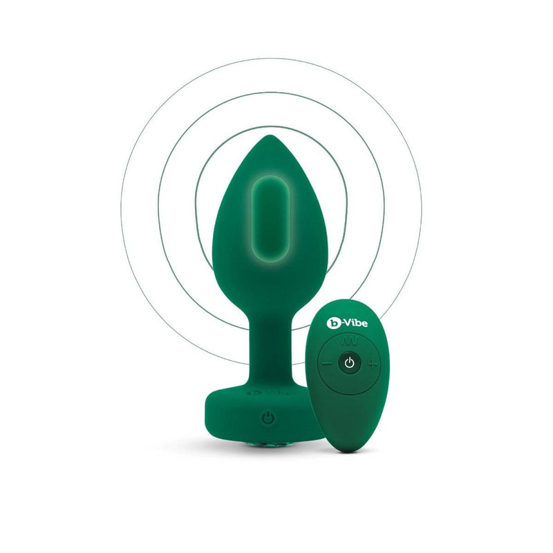 Load image into Gallery viewer, b-Vibe Vibrating Jewel Butt Plug Emerald Green Medium Large  - Prowler UK - Gay Sex Toys
