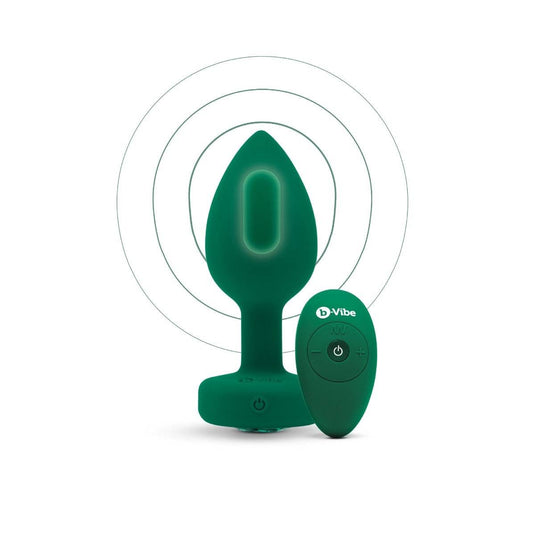 b-Vibe Vibrating Jewel Butt Plug Emerald Green Medium Large  - Prowler UK - Gay Sex Toys
