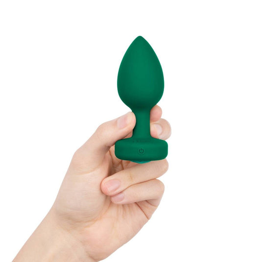 b-Vibe Vibrating Jewel Butt Plug Emerald Green Medium Large  - Prowler UK - Gay Sex Toys