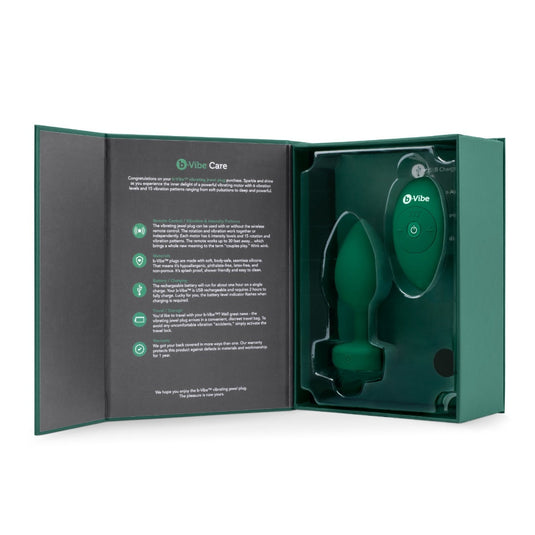 b-Vibe Vibrating Jewel Butt Plug Emerald Green Medium Large  - Prowler UK - Gay Sex Toys