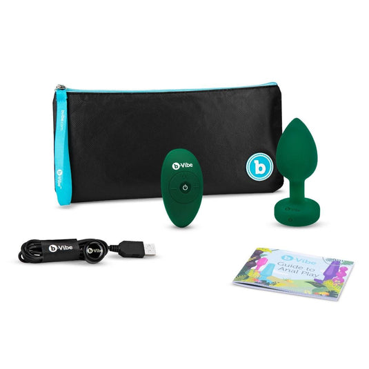 b-Vibe Vibrating Jewel Butt Plug Emerald Green Medium Large  - Prowler UK - Gay Sex Toys