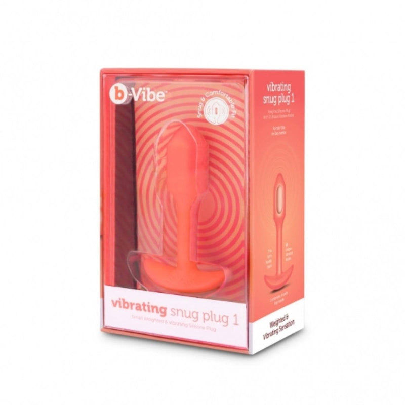 Load image into Gallery viewer, b-Vibe Snug Plug 1 Vibrating Weighted Silicone Butt Plug Orange - Simply Pleasure
