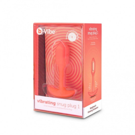 b-Vibe Snug Plug 1 Vibrating Weighted Silicone Butt Plug Orange - Simply Pleasure