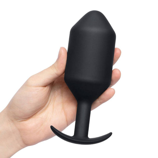 b-Vibe Snug Plug 7 Weighted Silicone Butt Plug Black - Simply Pleasure