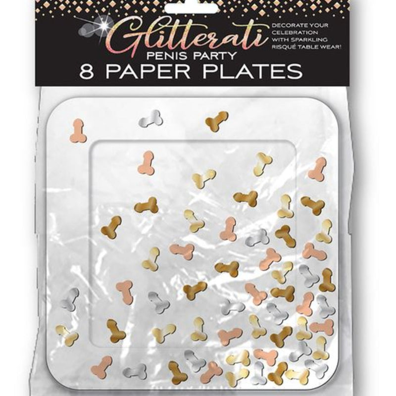 Load image into Gallery viewer, Little Genie Glitterati Penis Party Paper Plates 8 Pack
