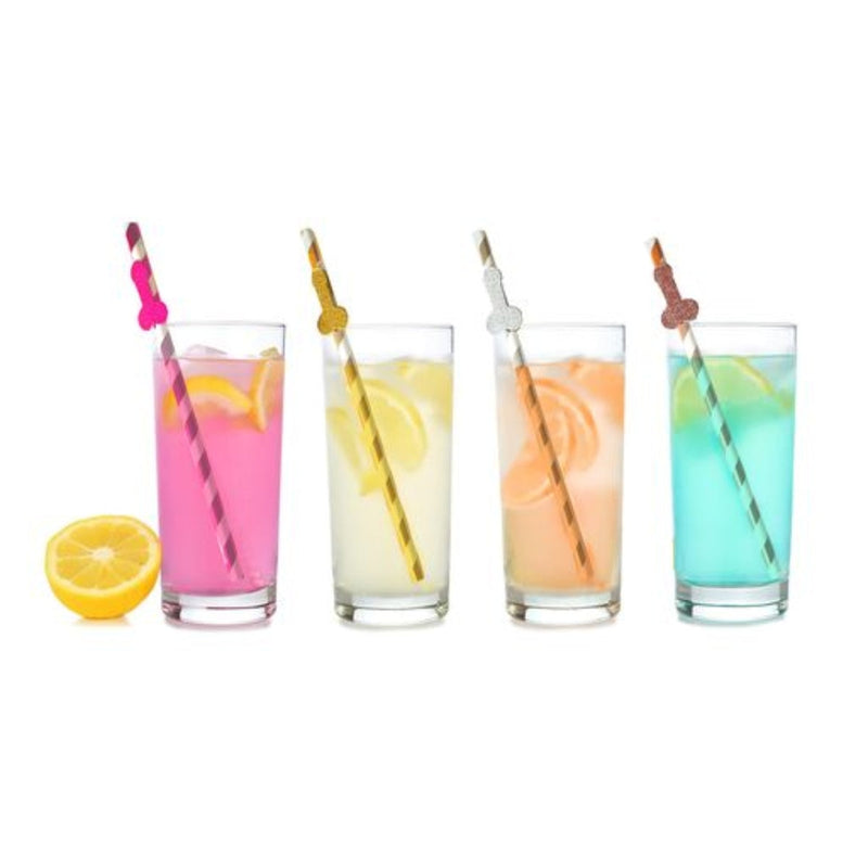 Load image into Gallery viewer, Little Genie Glitterati Tall Penis Party Straws 8 Pack
