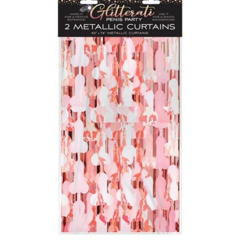 Load image into Gallery viewer, Little Genie Glitterati Penis Foil Curtain Set Of 2
