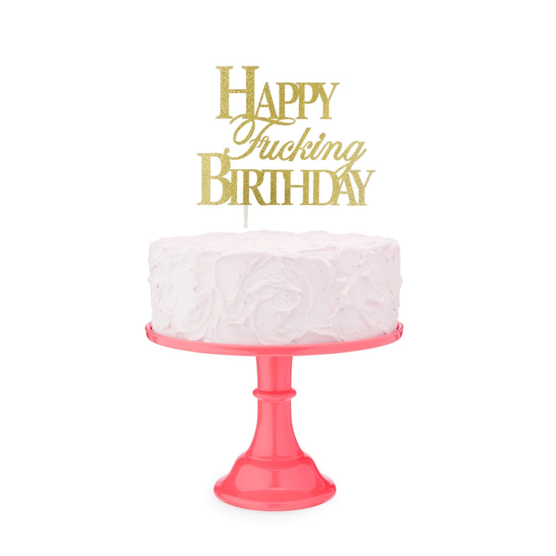 Load image into Gallery viewer, Little Genie Happy Fucking Birthday Cake Topper Gold
