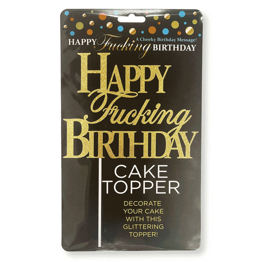 Little Genie Happy Fucking Birthday Cake Topper Gold