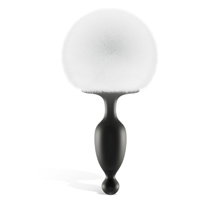 Load image into Gallery viewer, Magic Motion Bunny Tail Vibrating Anal Plug App Controlled White Black
