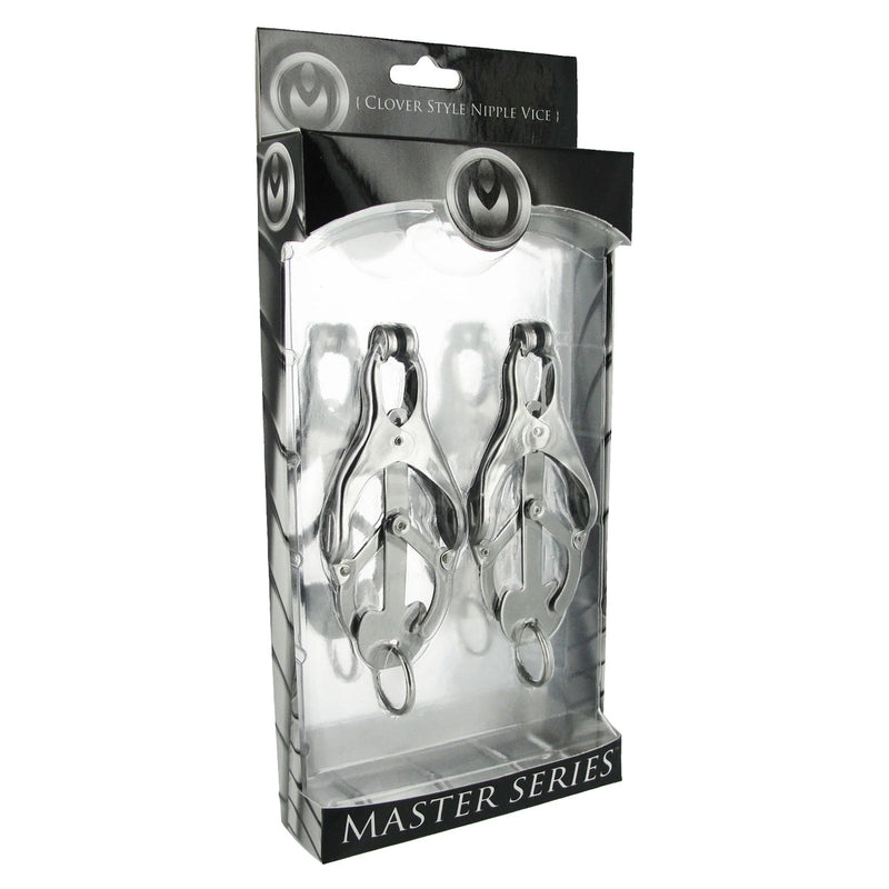 Load image into Gallery viewer, Master Series Ringed Monarch Clover Style Nipple Vices Silver
