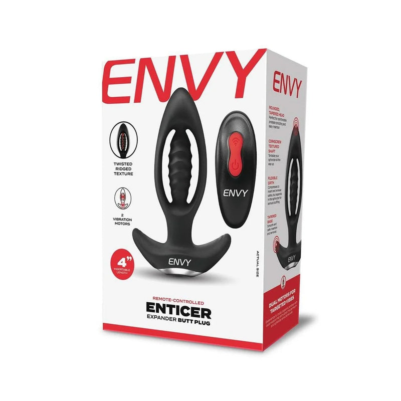 Load image into Gallery viewer, Envy Enticer Expander Vibrating Butt Plug With Remote Control Black
