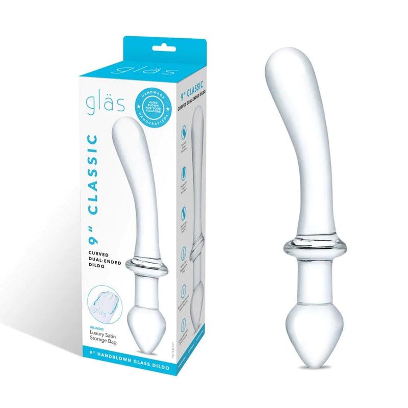 Load image into Gallery viewer, Glas Classic Curved Dual Ended Dildo Clear 9 Inch
