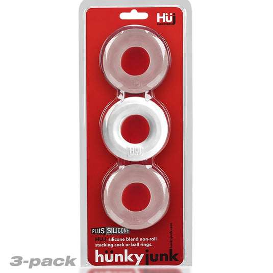Hunkyjunk HUJ3 Cock Ring 3 Pack White Ice