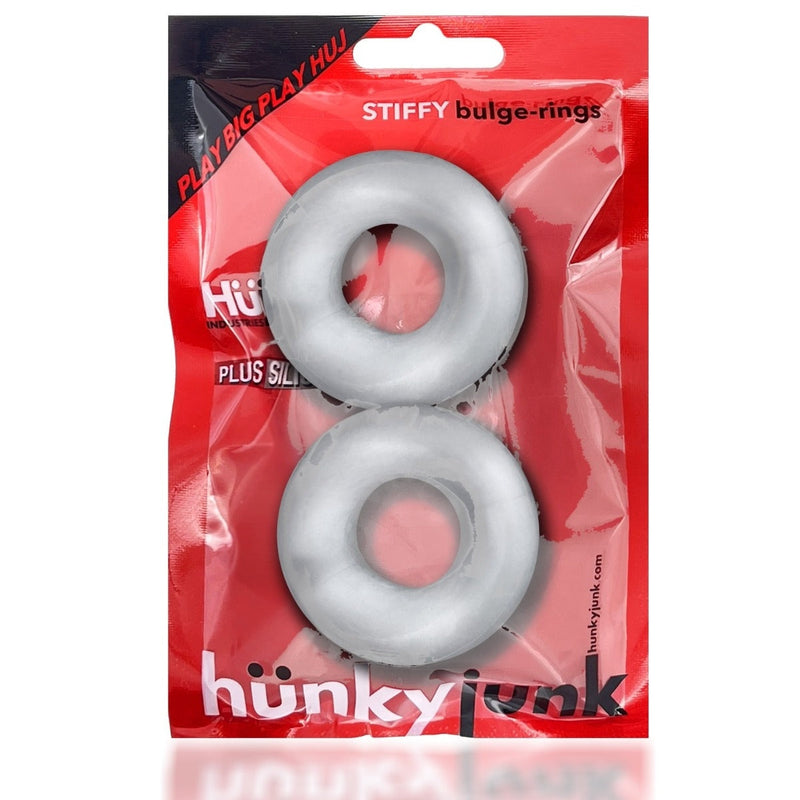 Load image into Gallery viewer, Hunkyjunk Stiffy Bulge Cock Ring 2 Pack Clear Ice
