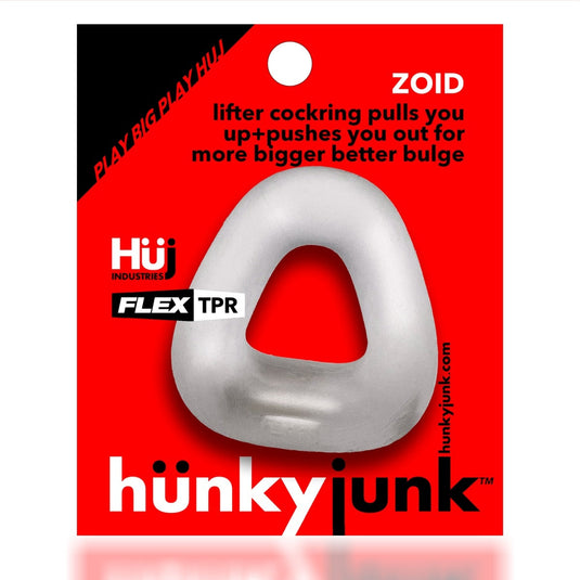 Hunkyjunk Zoid Trapaziod Lifter Cock Ring Clear Ice