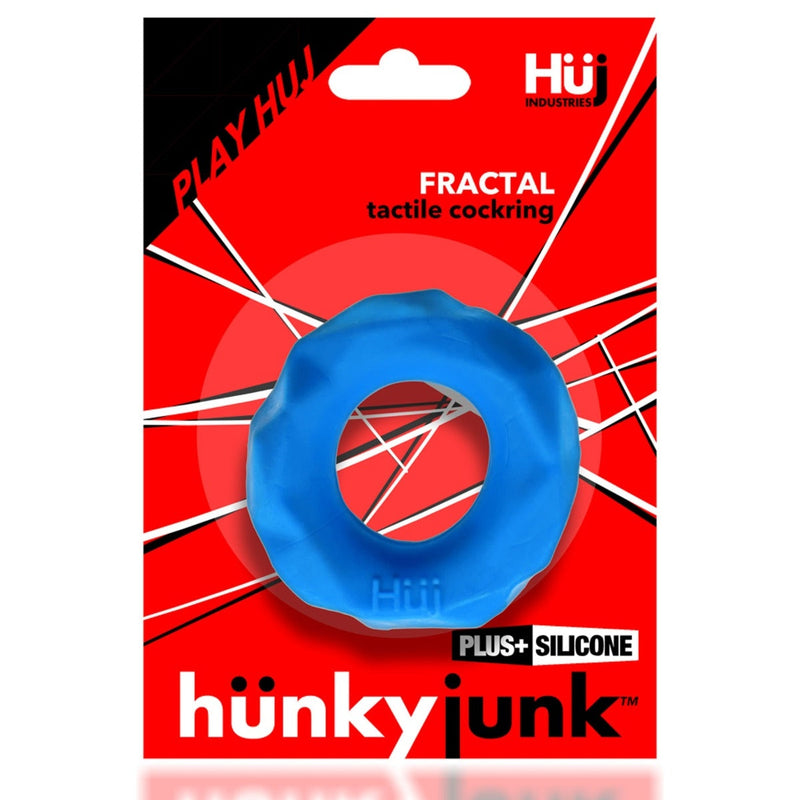 Load image into Gallery viewer, Hunkyjunk Fractal Tactile Silicone Cock Ring Teal Ice
