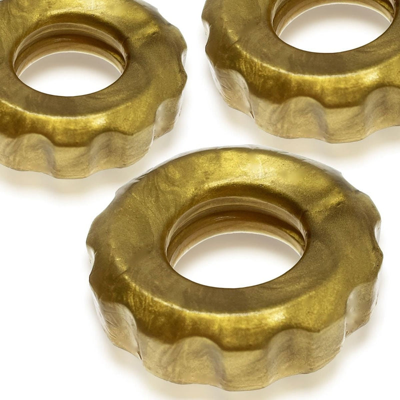 Load image into Gallery viewer, Hunkyjunk Super HUJ Cock Ring 3 Pack Metallic Bronze
