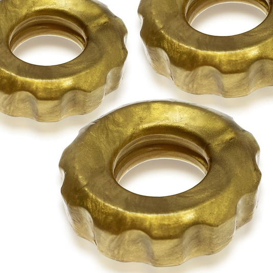 Hunkyjunk Super HUJ Cock Ring 3 Pack Metallic Bronze