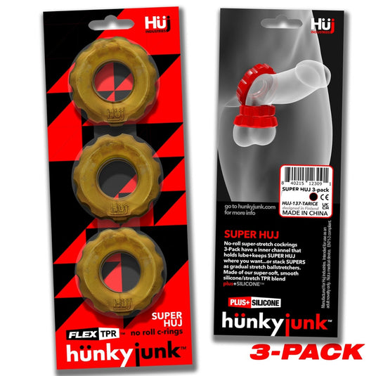 Hunkyjunk Super HUJ Cock Ring 3 Pack Metallic Bronze