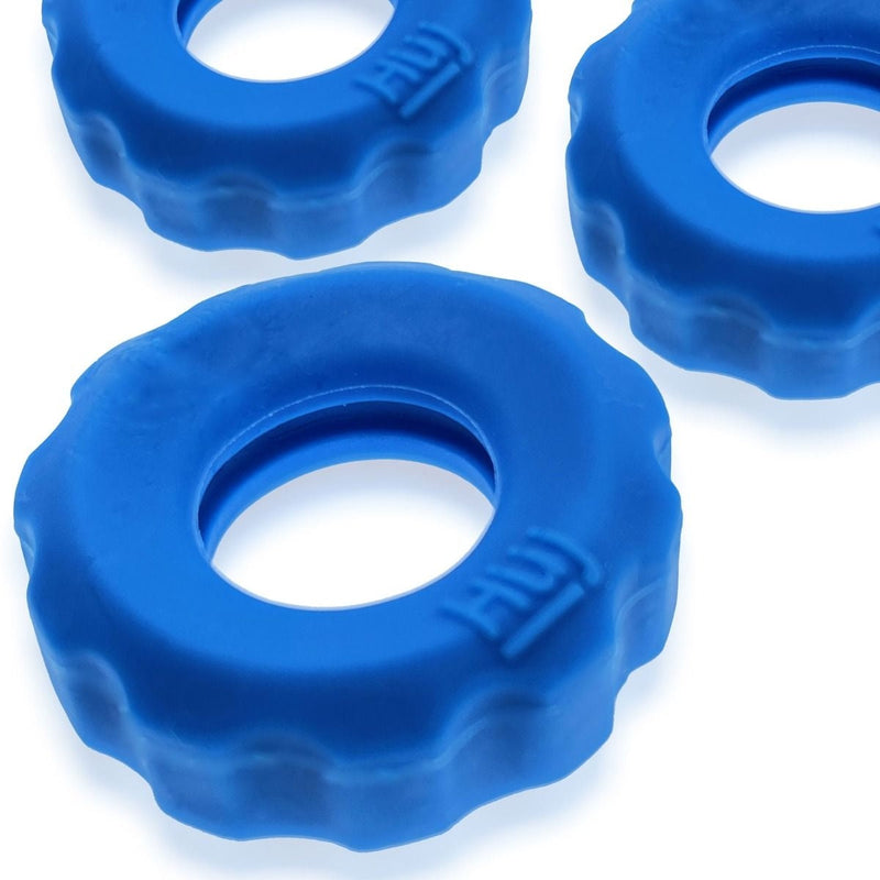 Load image into Gallery viewer, Hunkyjunk Super HUJ Cock Ring 3 Pack Teal Ice
