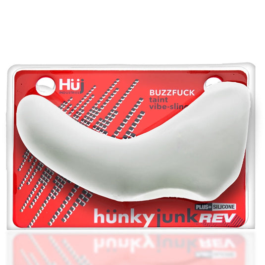 Hunkyjunk Buzzfuck Sling With Taint Vibe Vibrating Cock Sling White Ice