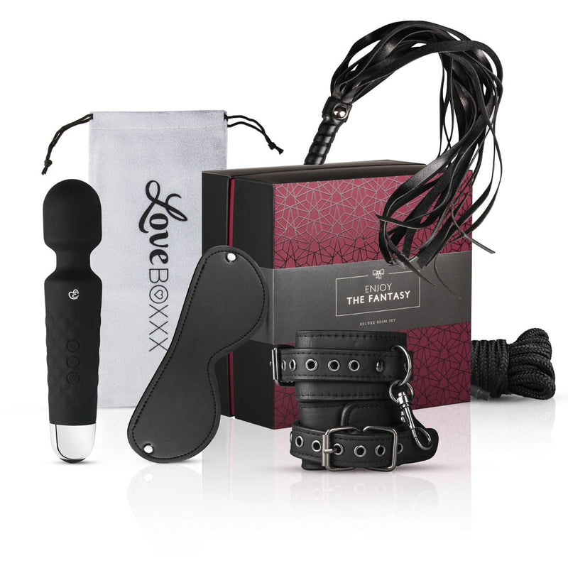 Load image into Gallery viewer, Loveboxxx Enjoy The Fantasy Deluxe BDSM Sex Toy Kit Black
