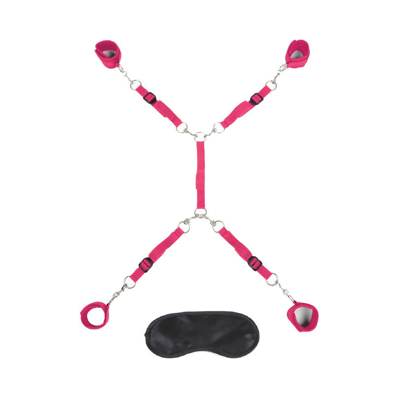 Load image into Gallery viewer, Lux Fetish 7 Piece Bed Spreader Playful Restraint System Hot Pink
