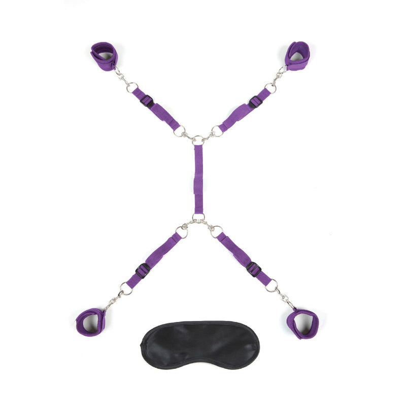 Load image into Gallery viewer, Lux Fetish 7 Piece Bed Spreader Playful Restraint System Purple
