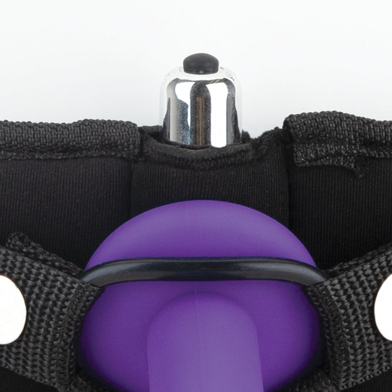 Load image into Gallery viewer, Lux Fetish Adjustable Strap-On Harness &amp; 5 Inch Dildo Set Black Purple
