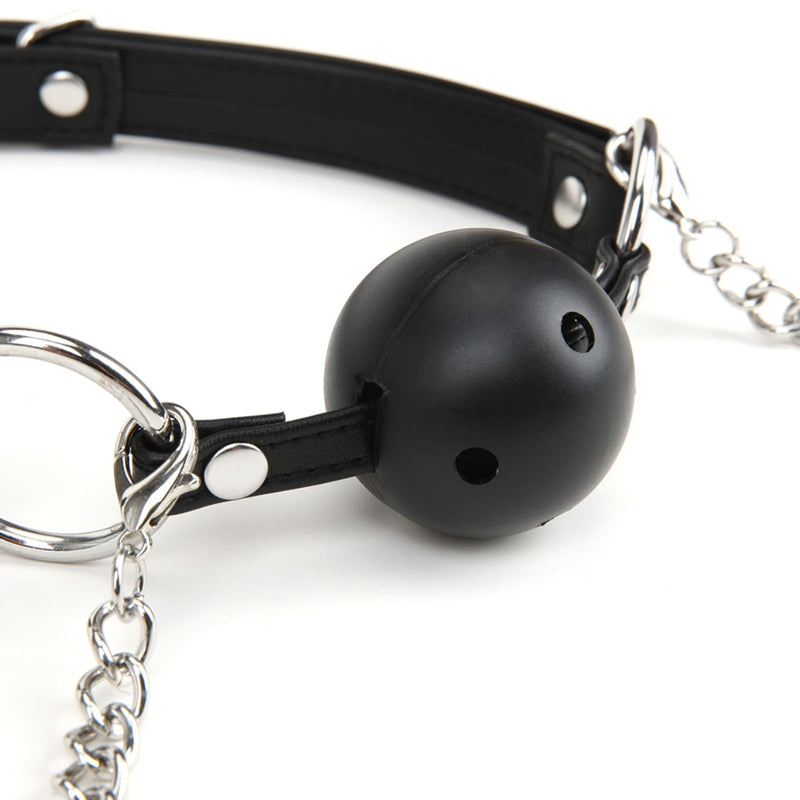 Load image into Gallery viewer, Lux Fetish Breathable Ball Gag With Adjustable Pressure Nipple Clamps Black Silver
