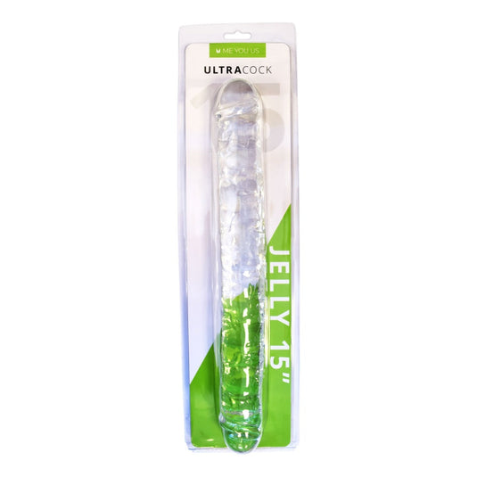 Me You Us Ultra Cock Jelly Double Ended Dildo Clear 15 Inch