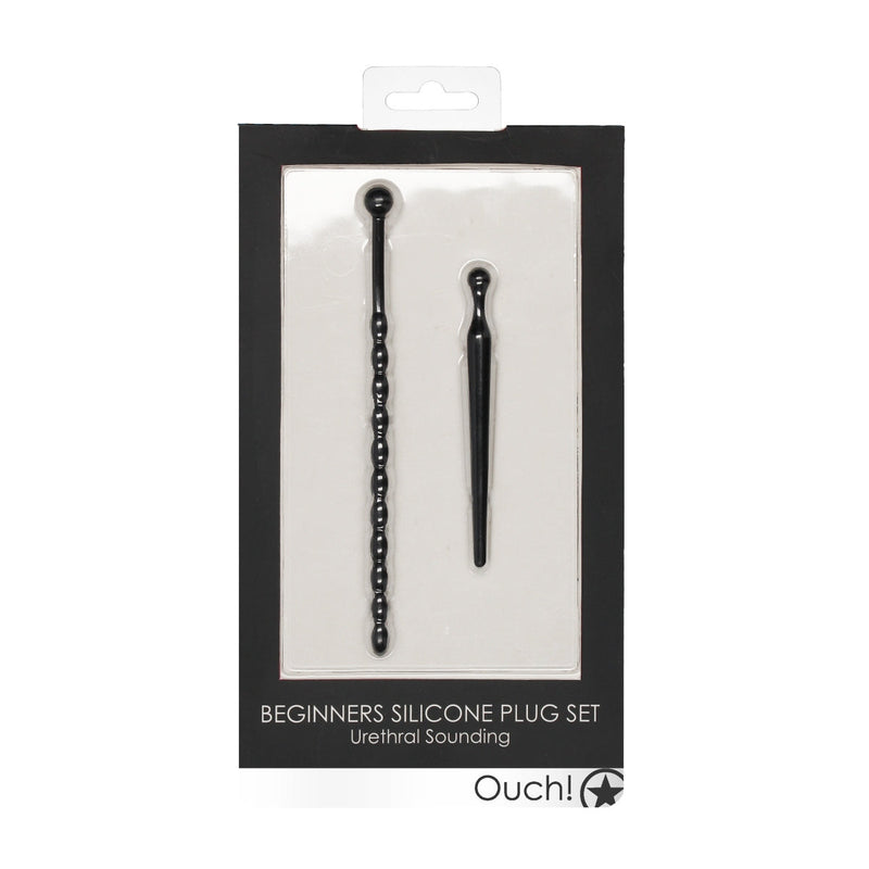 Load image into Gallery viewer, Ouch Silicone Beginners Penis Plug Set Black
