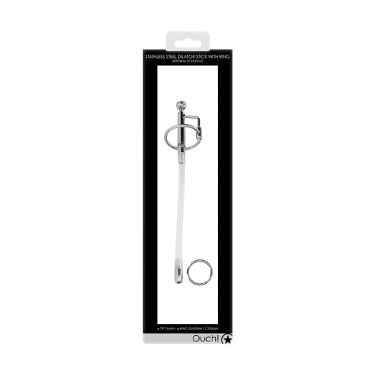 Ouch Stainless Steel Dilator Stick With Ring Silver