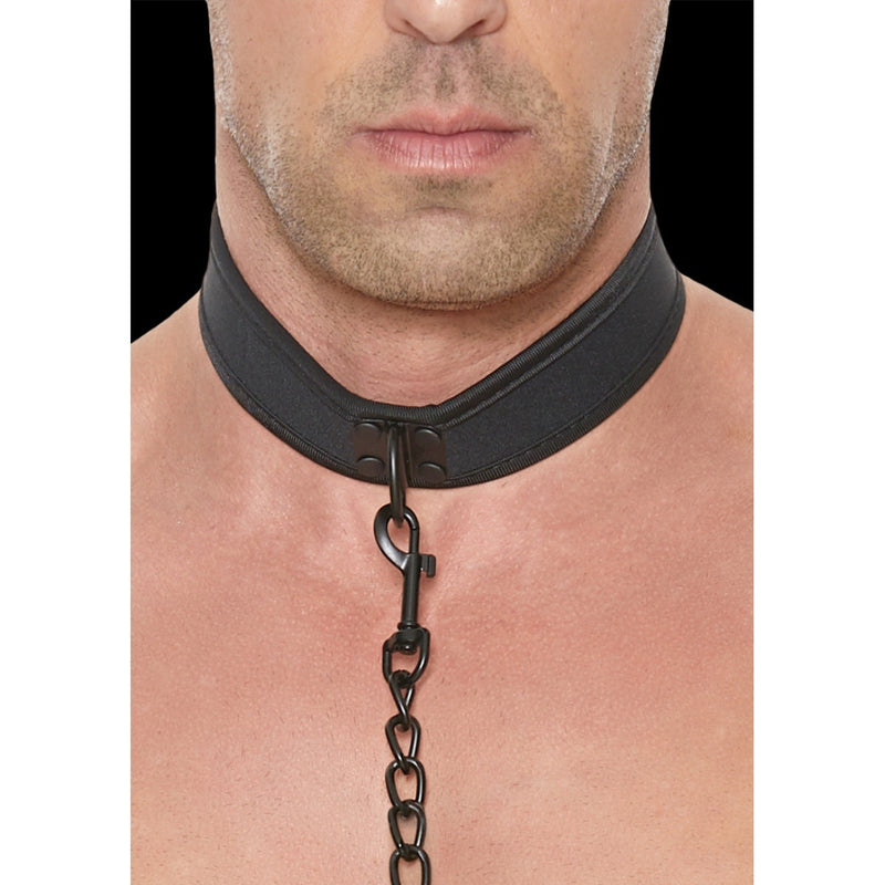 Load image into Gallery viewer, Ouch Puppy Play Neoprene Collar With Leash Black
