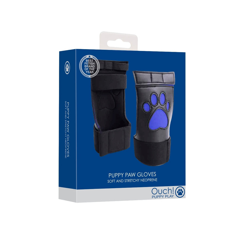 Load image into Gallery viewer, Ouch Puppy Play Neoprene Puppy Paw Gloves Black Blue
