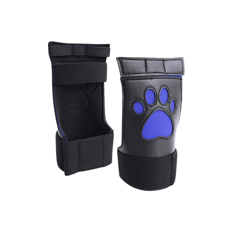 Load image into Gallery viewer, Ouch Puppy Play Neoprene Puppy Paw Gloves Black Blue
