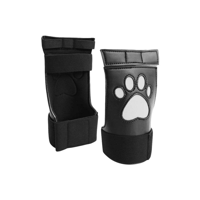 Load image into Gallery viewer, Ouch Puppy Play Neoprene Puppy Paw Gloves Black White
