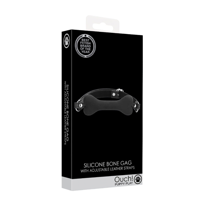 Load image into Gallery viewer, Ouch Puppy Play Silicone Bone Gag Black

