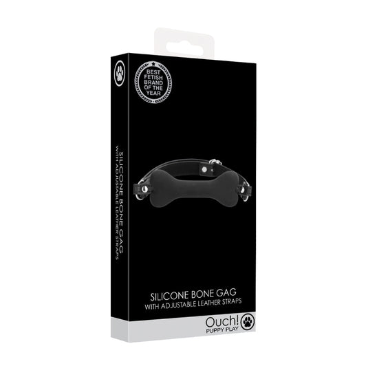 Ouch Puppy Play Silicone Bone Gag Black
