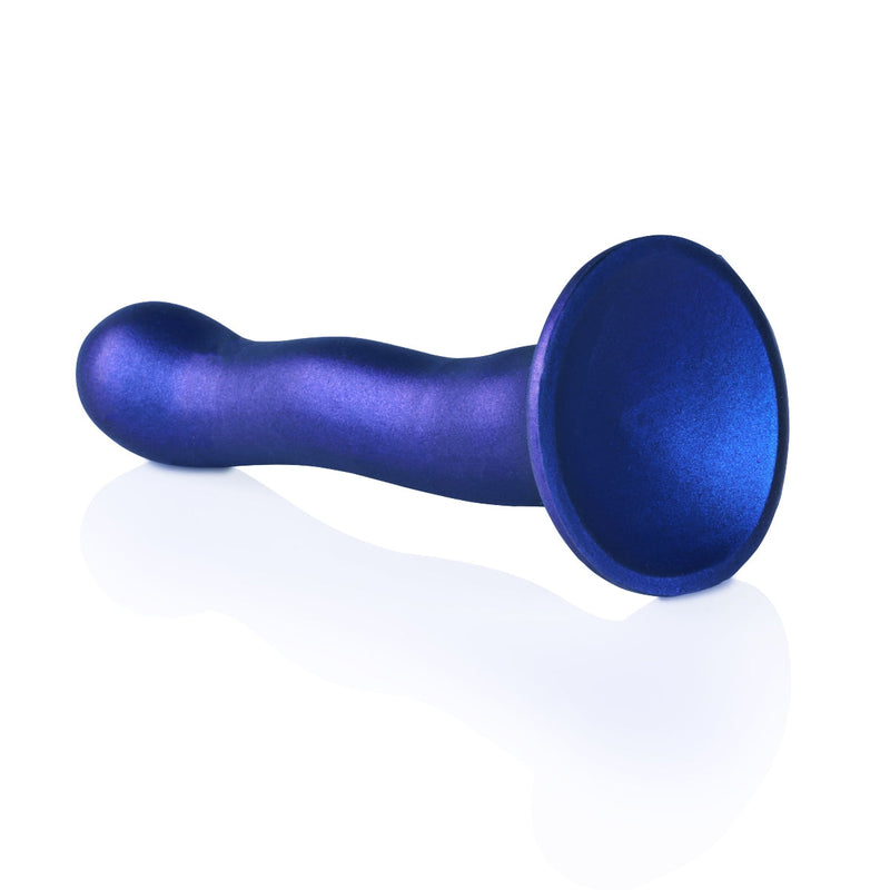 Load image into Gallery viewer, Ouch Ultra Soft Silicone Curvy G-Spot Dildo Metallic Blue 7 Inch
